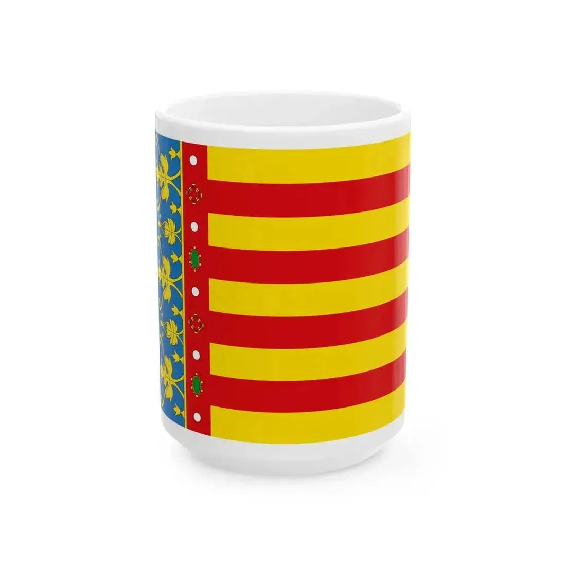 Flag of the Valencia Spain - White Coffee Mug 15oz - Go Mug Yourself