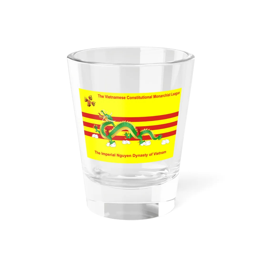 Flag of the Vietnamese Constitutional Monarchist League (Vietnam) Shot Glass 1.5oz 1.5oz - Go Mug Yourself