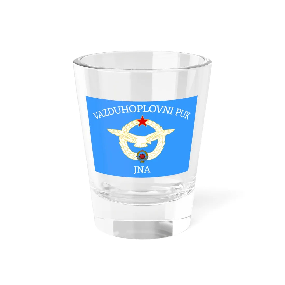 Flag of the Yugoslav Air Force obverse (Yugoslavia) Shot Glass 1.5oz 1.5oz - Go Mug Yourself