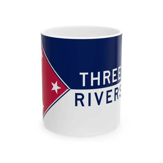Flag of Three Rivers Michigan (United States) White Coffee Mug 11oz - Go Mug Yourself