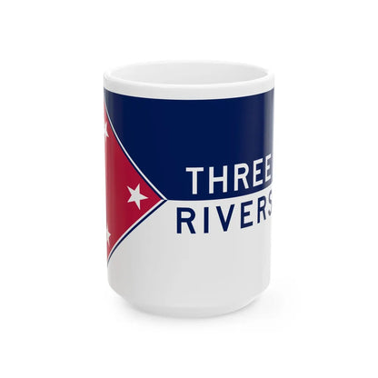 Flag of Three Rivers Michigan (United States) White Coffee Mug 15oz - Go Mug Yourself