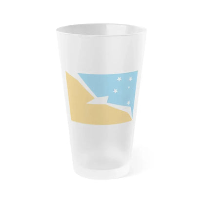 Flag of Tierra del Fuego Province Argentina - Frosted Pint Glass 16oz 16oz Frosted - Go Mug Yourself