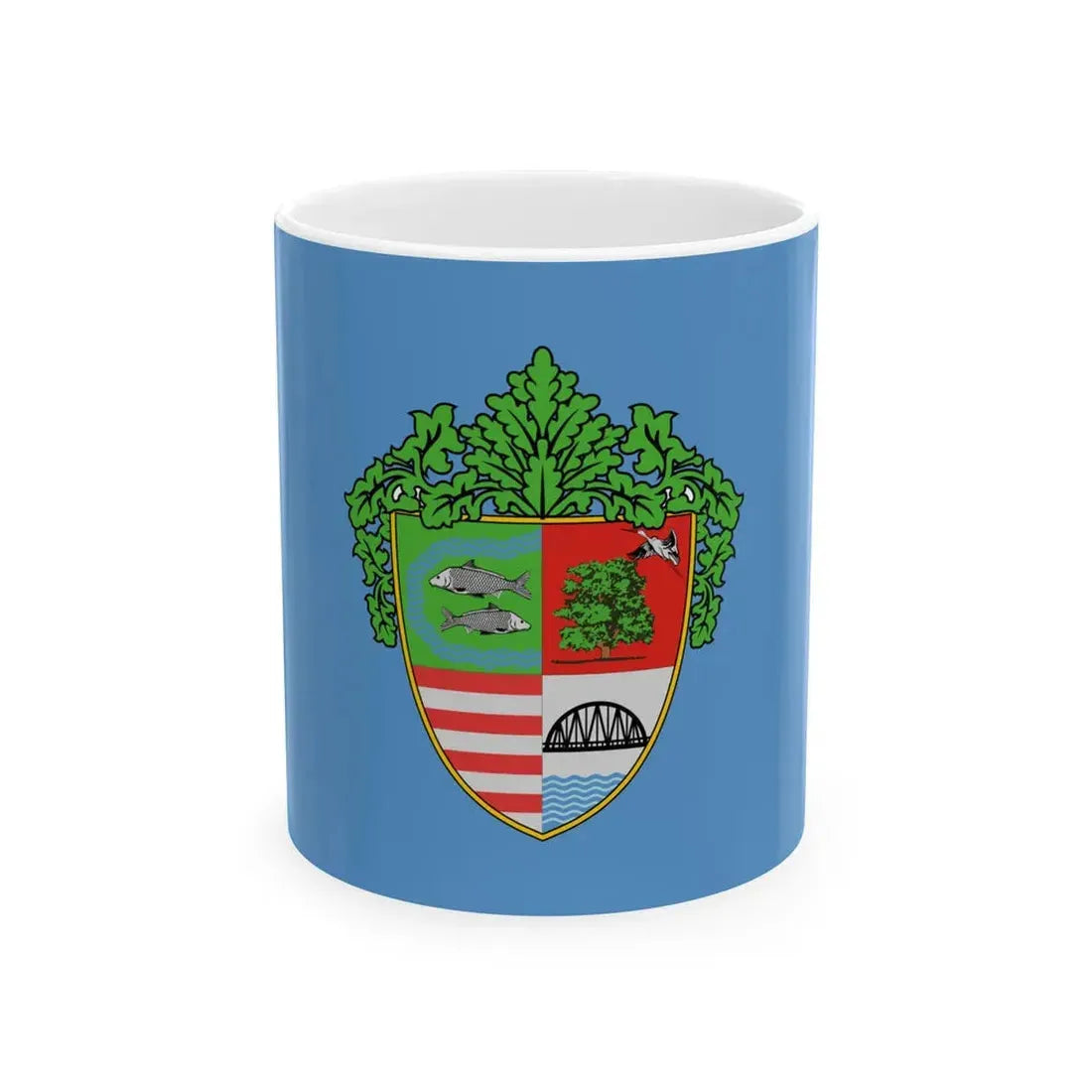 Flag of Tiszaug (Hungary) White Coffee Mug 11oz - Go Mug Yourself