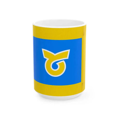 Flag of Toi Hokkaido 1968-2004 fringed (Japan) White Coffee Mug 15oz - Go Mug Yourself