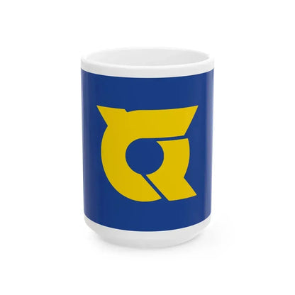 Flag of Tokushima Prefecture Japan - White Coffee Mug 15oz - Go Mug Yourself