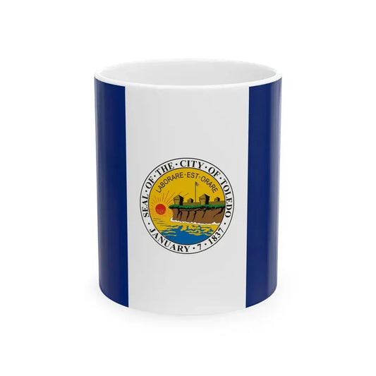 Flag of Toledo Ohio 1994-2025 (United States) White Coffee Mug 11oz - Go Mug Yourself
