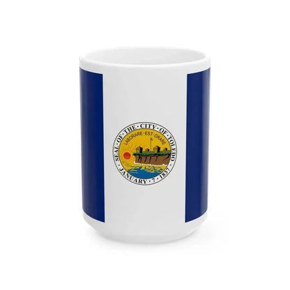 Flag of Toledo Ohio 1994-2025 (United States) White Coffee Mug 15oz - Go Mug Yourself