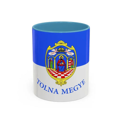 Flag of Tolna County Hungary - Accent Coffee Mug 11oz Light Blue - Go Mug Yourself