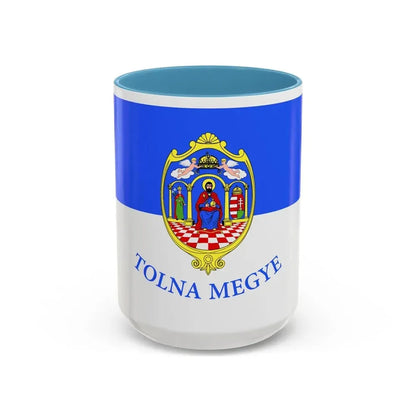 Flag of Tolna County Hungary - Accent Coffee Mug 15oz Light Blue - Go Mug Yourself