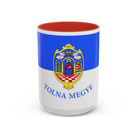 Flag of Tolna County Hungary - Accent Coffee Mug 15oz Red - Go Mug Yourself