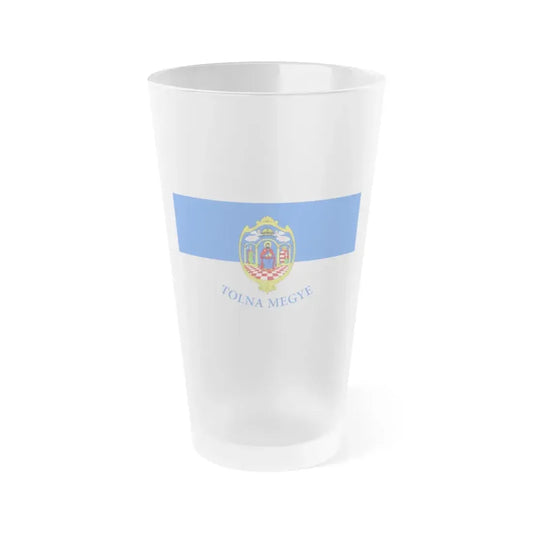 Flag of Tolna County Hungary - Frosted Pint Glass 16oz 16oz Frosted - Go Mug Yourself