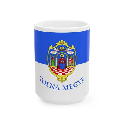 Flag of Tolna County Hungary - White Coffee Mug 15oz - Go Mug Yourself