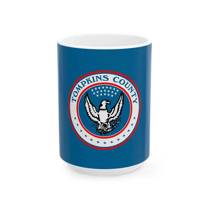 Flag of Tompkins County New York (United States) White Coffee Mug 15oz - Go Mug Yourself