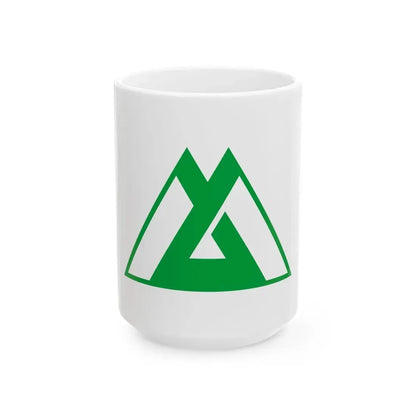 Flag of Toyama Prefecture Japan - White Coffee Mug 15oz - Go Mug Yourself