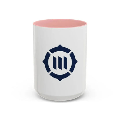 Flag of Toyokawa Aichi Japan - Accent Coffee Mug 15oz Pink - Go Mug Yourself