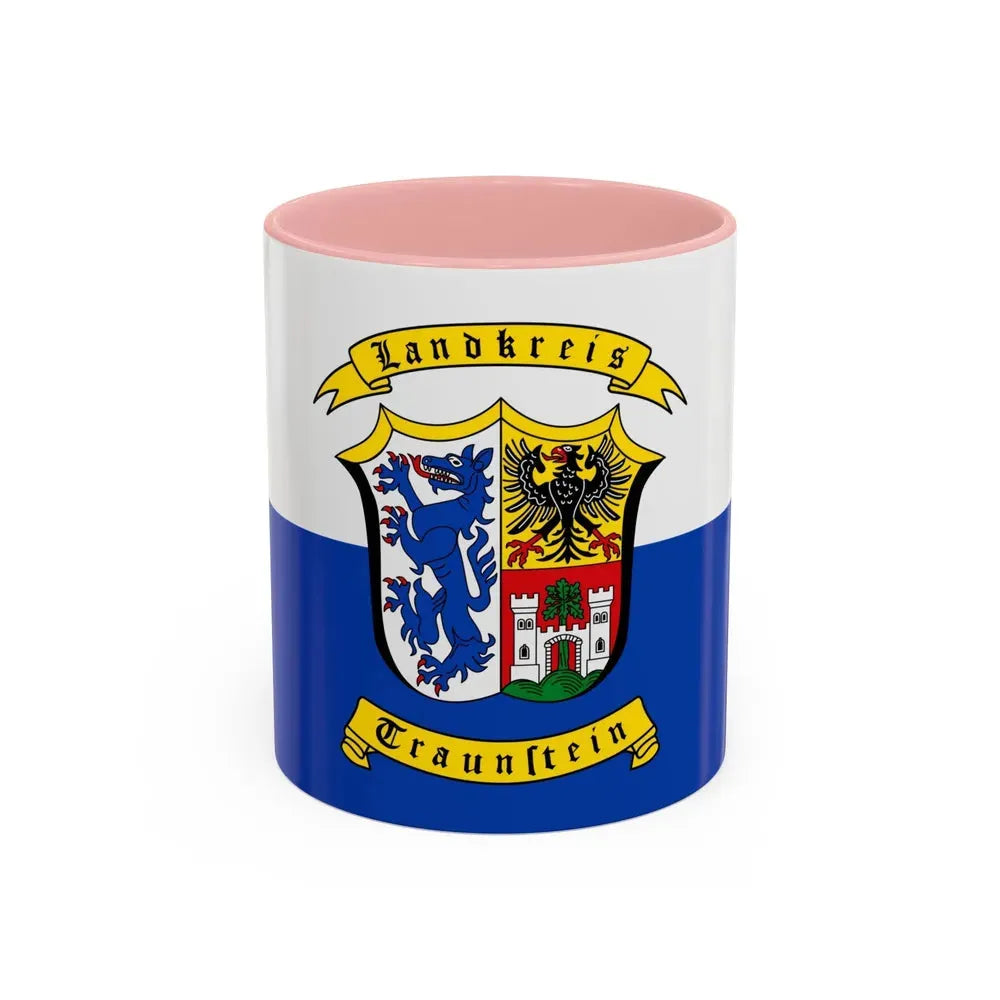Flag of Traunstein Germany - Accent Coffee Mug 11oz Pink - Go Mug Yourself