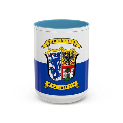 Flag of Traunstein Germany - Accent Coffee Mug 15oz Light Blue - Go Mug Yourself