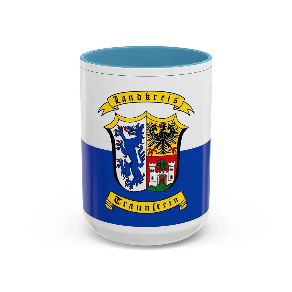 Flag of Traunstein Germany - Accent Coffee Mug 15oz Light Blue - Go Mug Yourself