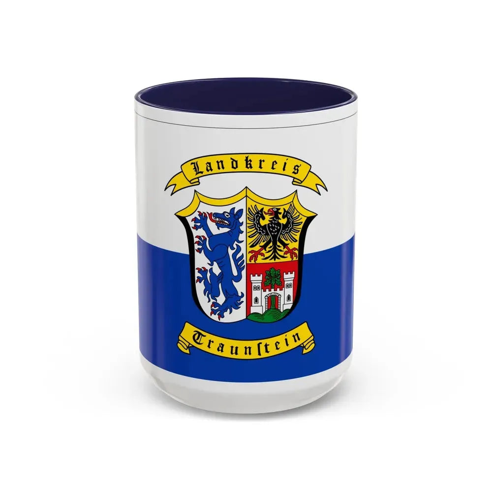 Flag of Traunstein Germany - Accent Coffee Mug 15oz Navy - Go Mug Yourself