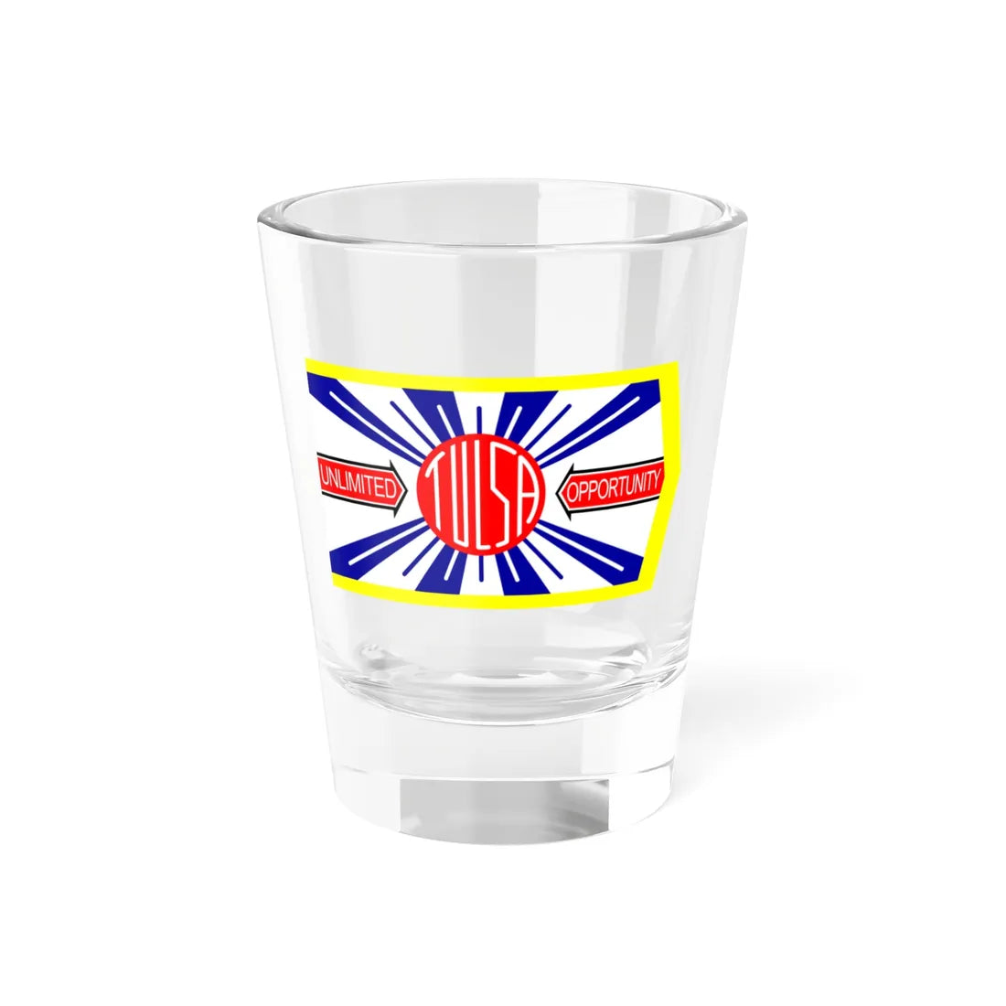 Flag of Tulsa 1924-1941 (United States) Shot Glass 1.5oz 1.5oz - Go Mug Yourself