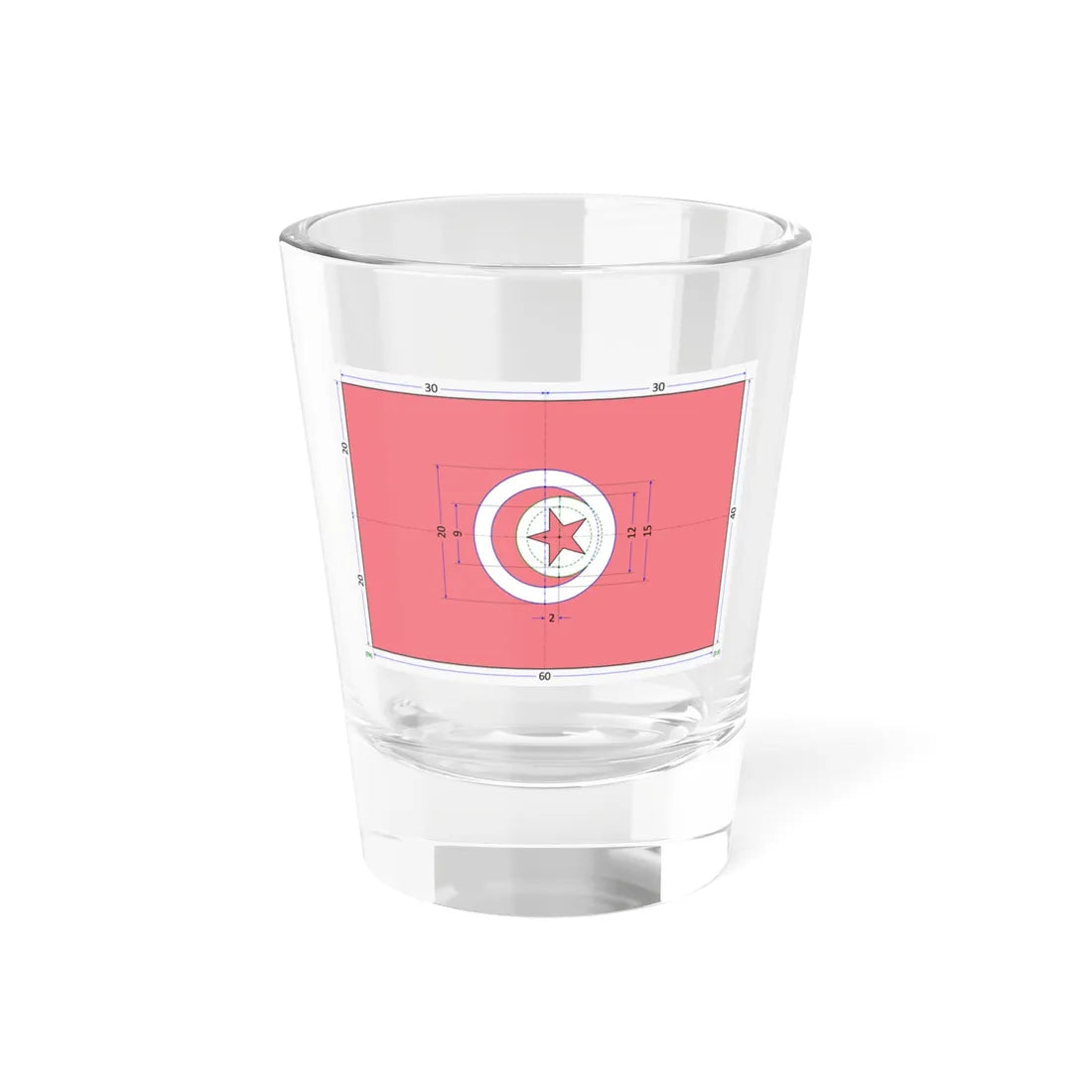Flag of Tunisia construction sheet (Tunisia) Shot Glass 1.5oz 1.5oz - Go Mug Yourself
