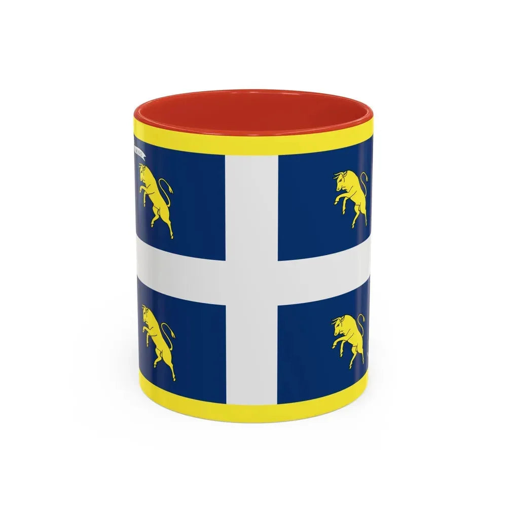Flag of Turin Italy - Accent Coffee Mug 11oz Red - Go Mug Yourself