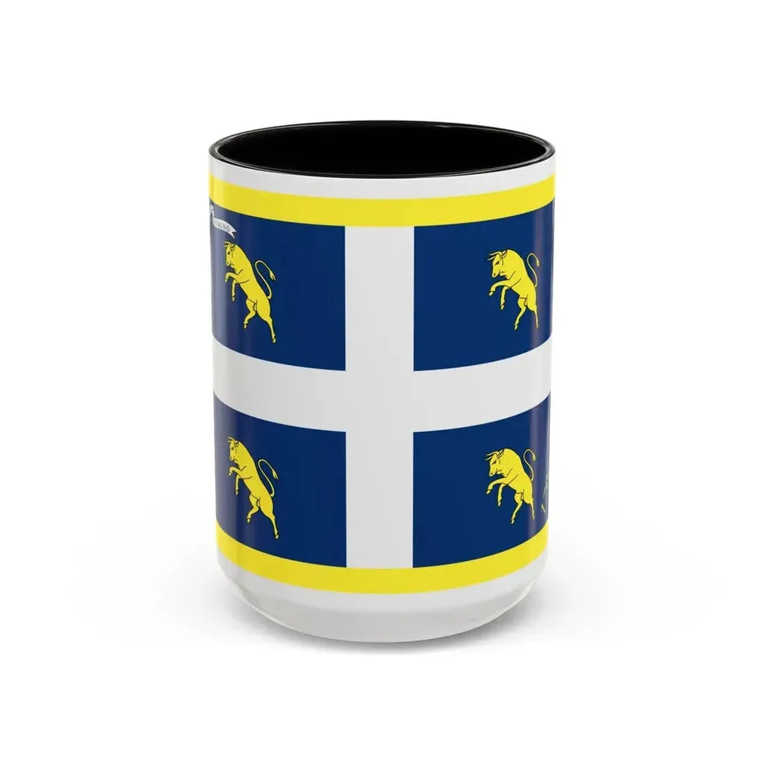 Flag of Turin Italy - Accent Coffee Mug 15oz Black - Go Mug Yourself