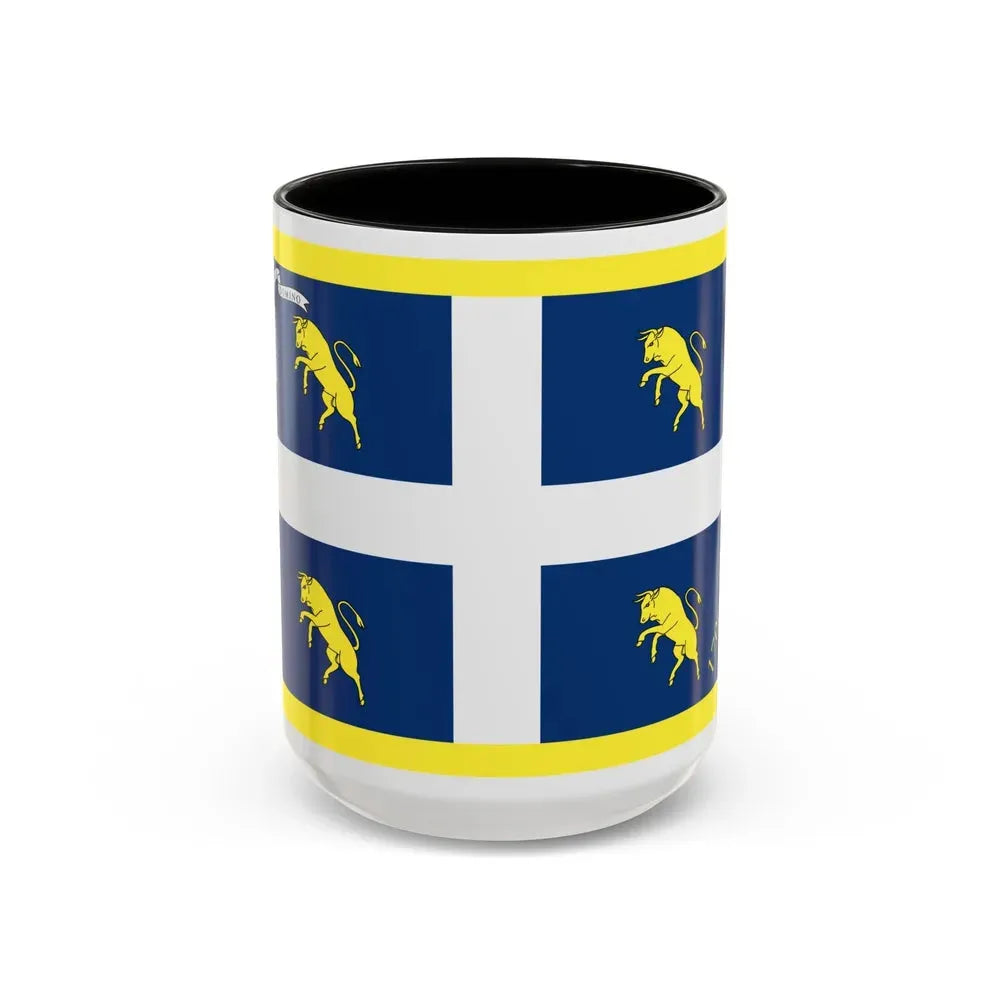 Flag of Turin Italy - Accent Coffee Mug 15oz Black - Go Mug Yourself