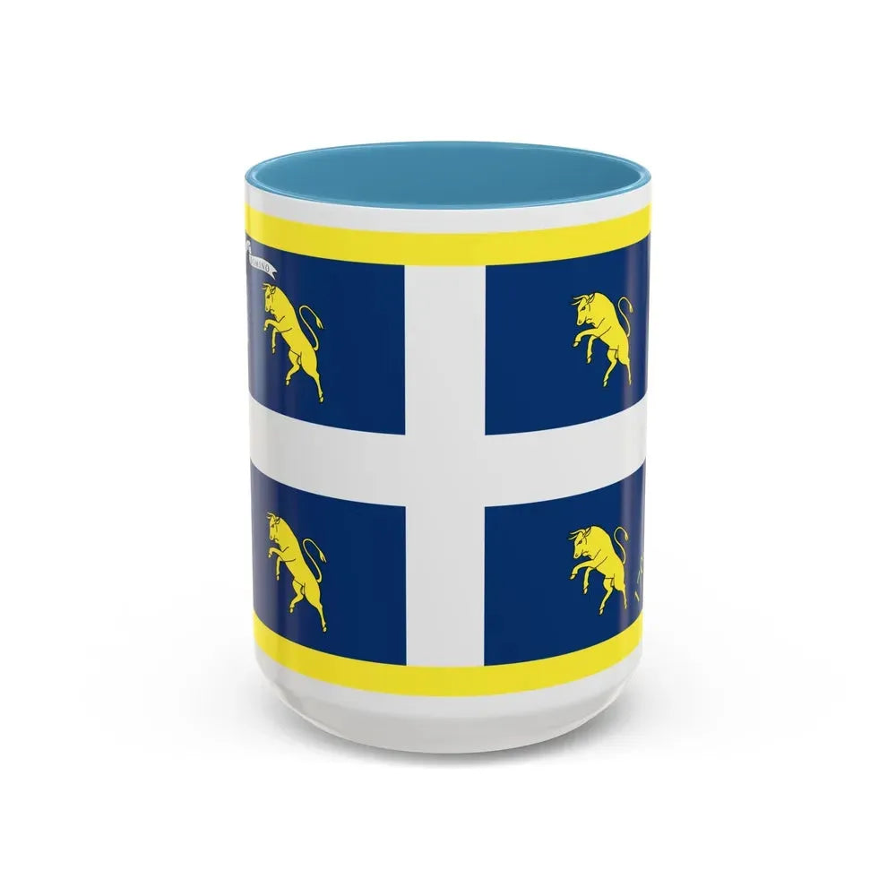 Flag of Turin Italy - Accent Coffee Mug 15oz Light Blue - Go Mug Yourself