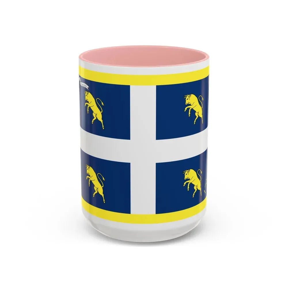 Flag of Turin Italy - Accent Coffee Mug 15oz Pink - Go Mug Yourself