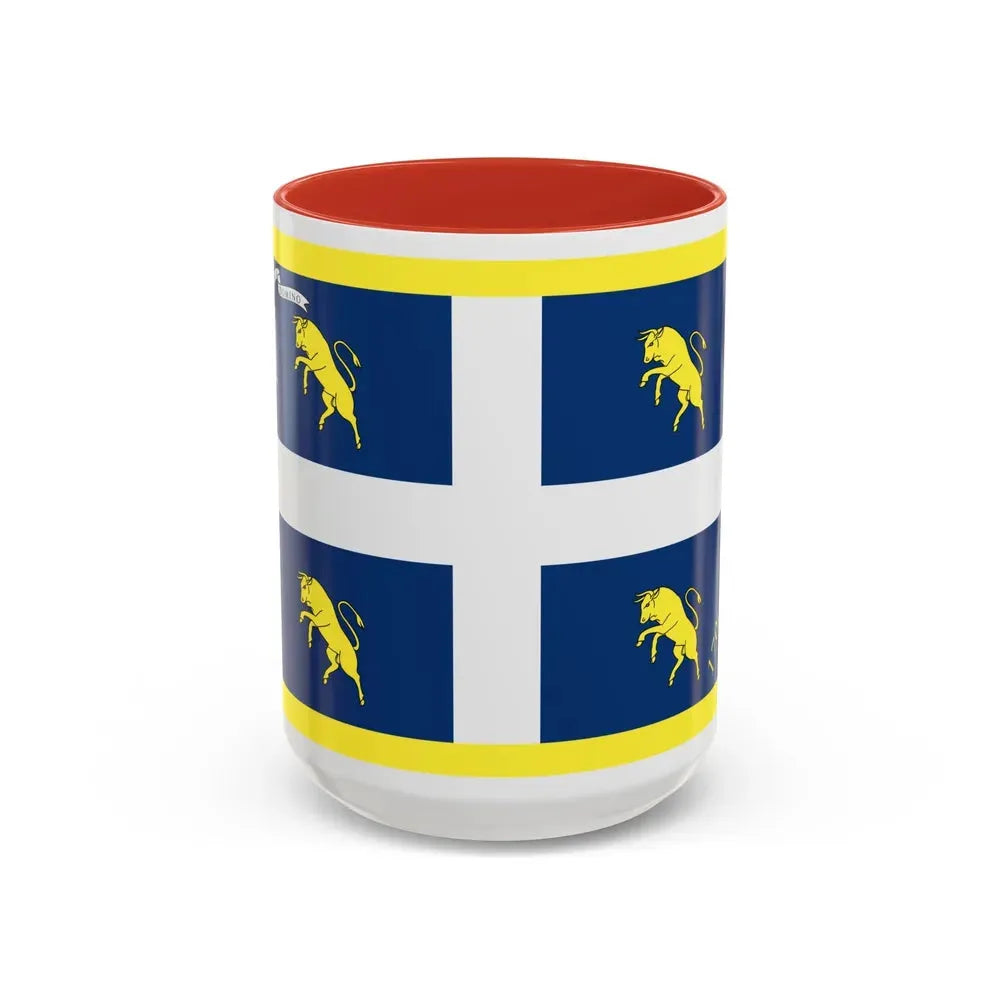 Flag of Turin Italy - Accent Coffee Mug 15oz Red - Go Mug Yourself