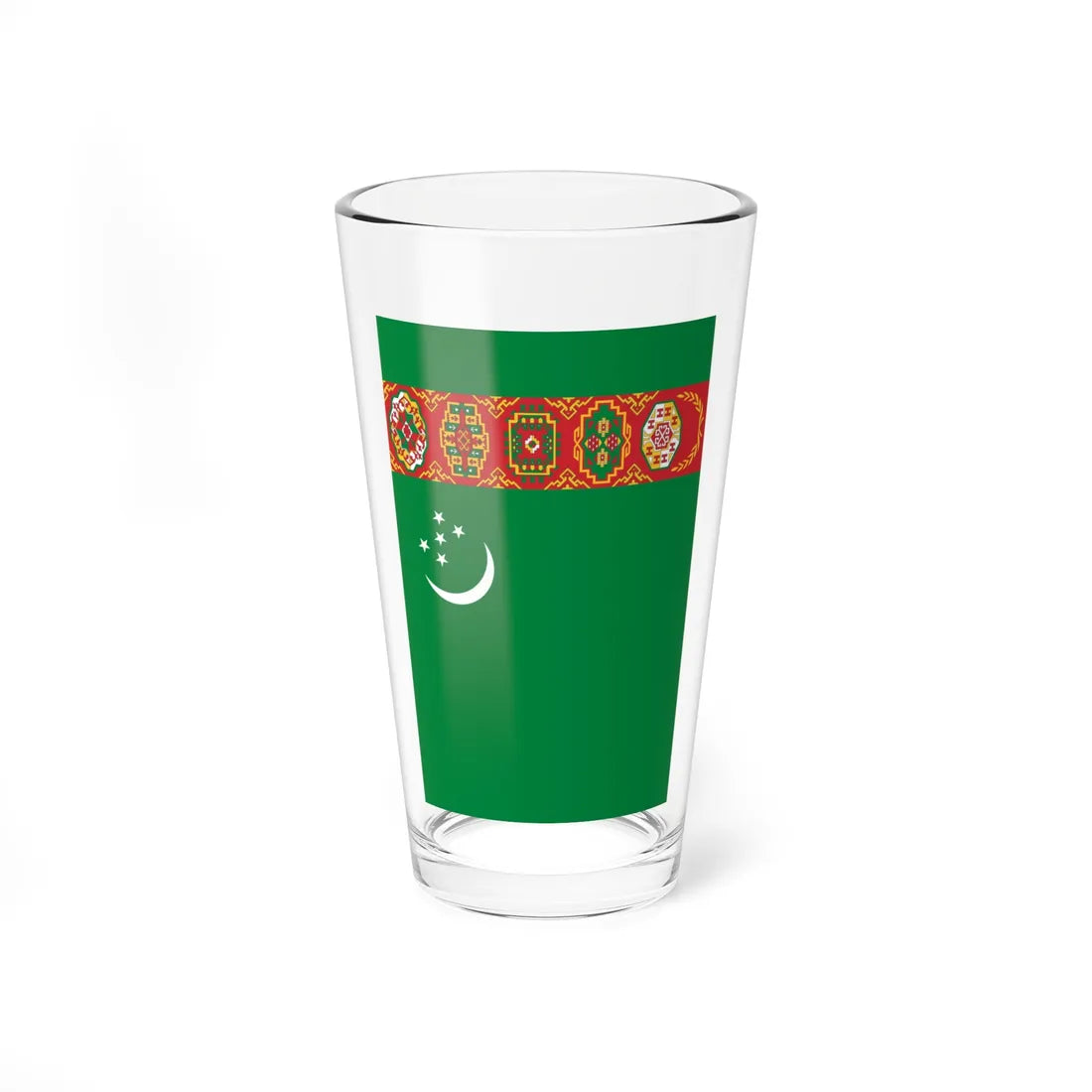 Flag of Turkmenistan vertical (Turkmenistan) Pint Glass 16oz 16oz - Go Mug Yourself