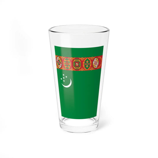Flag of Turkmenistan vertical (Turkmenistan) Pint Glass 16oz 16oz - Go Mug Yourself