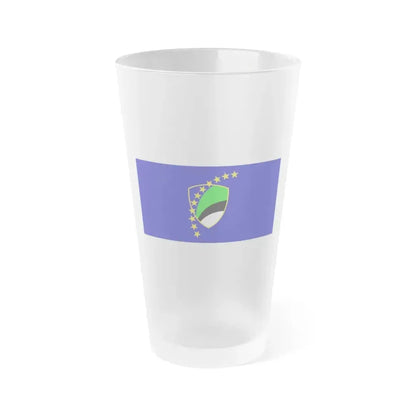 Flag of Tuzla Canton Bosnia and Herzegovina - Frosted Pint Glass 16oz 16oz Frosted - Go Mug Yourself