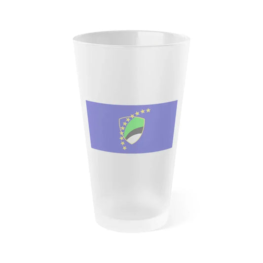 Flag of Tuzla Canton Bosnia and Herzegovina - Frosted Pint Glass 16oz 16oz Frosted - Go Mug Yourself