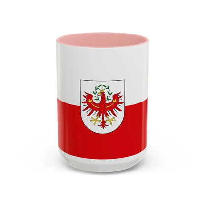 Flag of Tyrol Tirol Austria - Accent Coffee Mug 15oz Pink - Go Mug Yourself