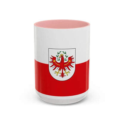 Flag of Tyrol Tirol Austria - Accent Coffee Mug 15oz Pink - Go Mug Yourself