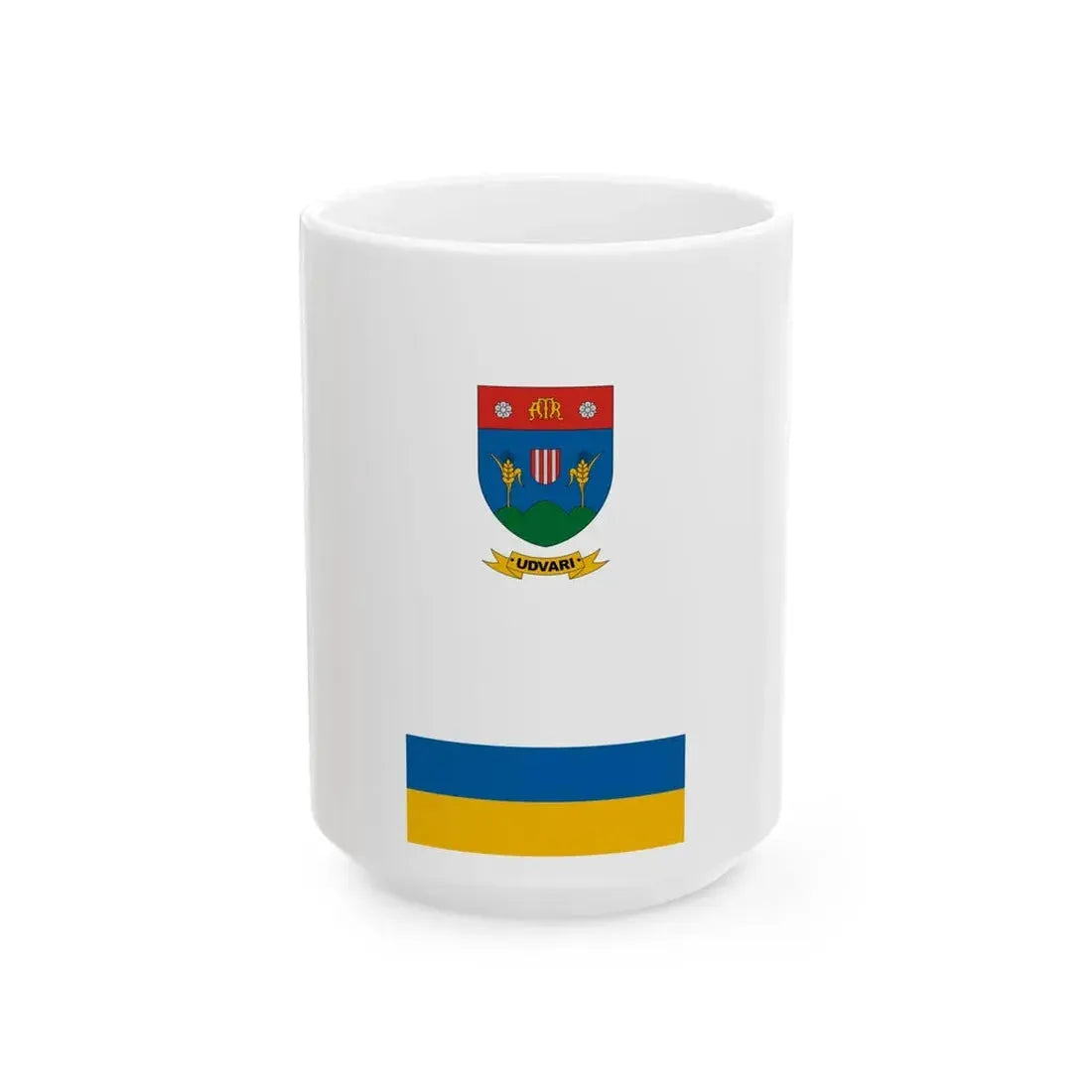Flag of Udvari vertical (Hungary) White Coffee Mug 15oz - Go Mug Yourself
