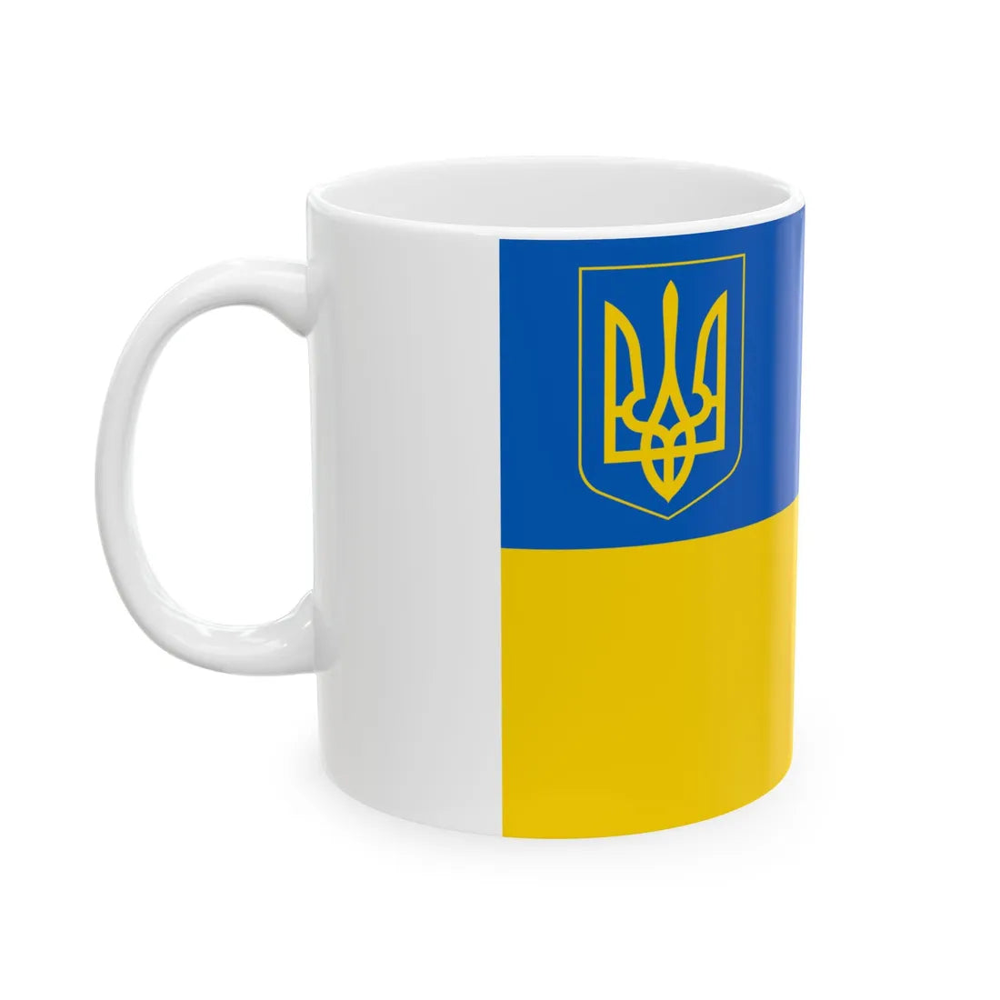 Flag of Ukraine with coat of arms 2 (Ukraine) White Coffee Mug - Go Mug Yourself