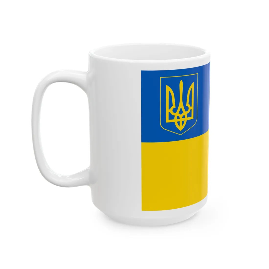 Flag of Ukraine with coat of arms 2 (Ukraine) White Coffee Mug - Go Mug Yourself