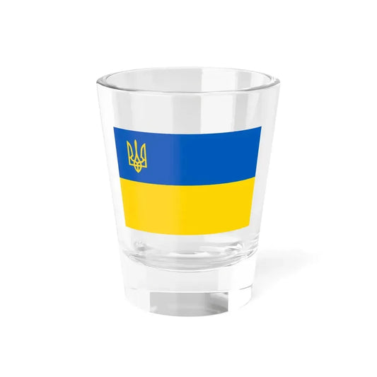 Flag of Ukraine with the Trident of Ukraine (Ukraine) Shot Glass 1.5oz 1.5oz - Go Mug Yourself