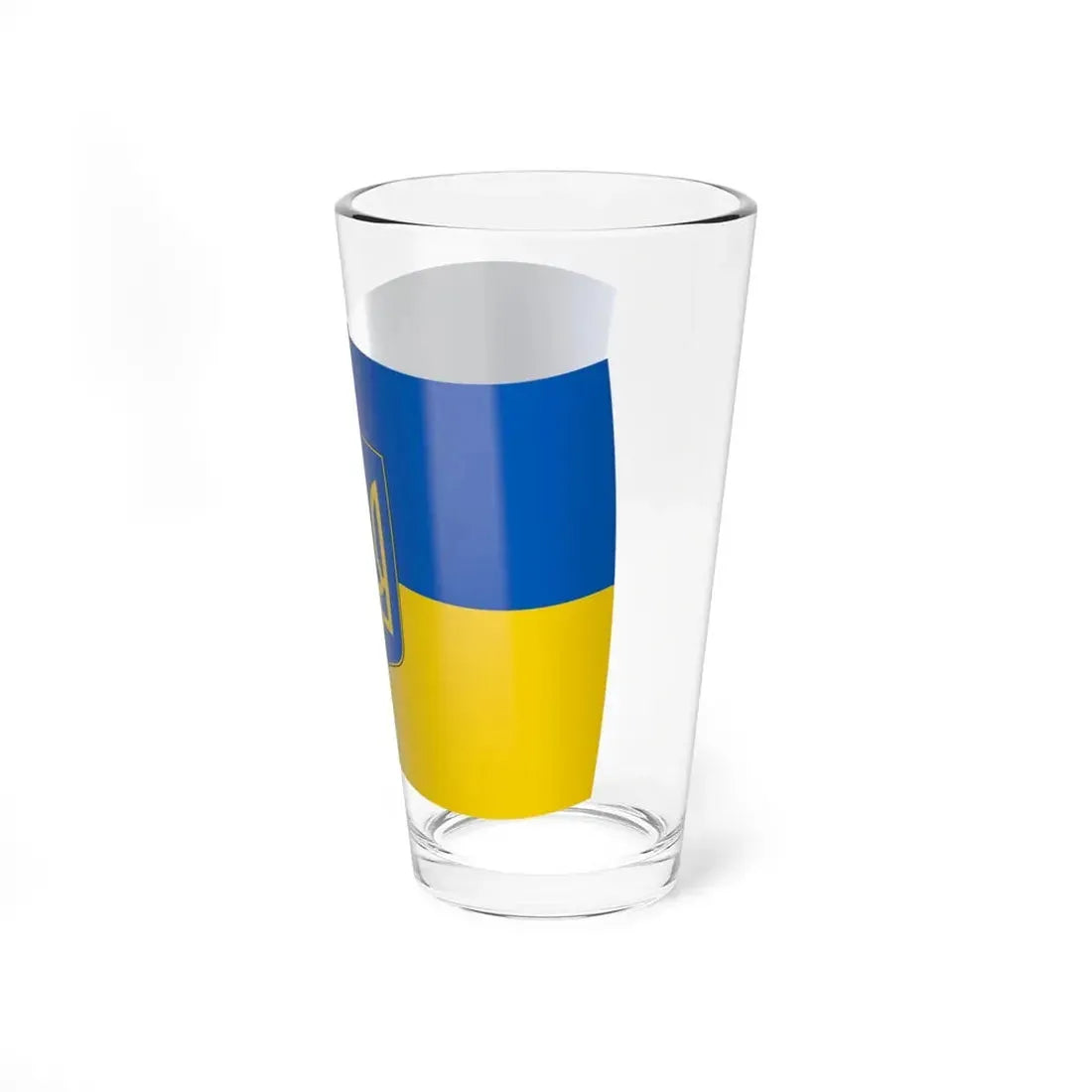 Flag of Ukraine with waves and gradient with coat of arms (Ukraine) Pint Glass 16oz - Go Mug Yourself
