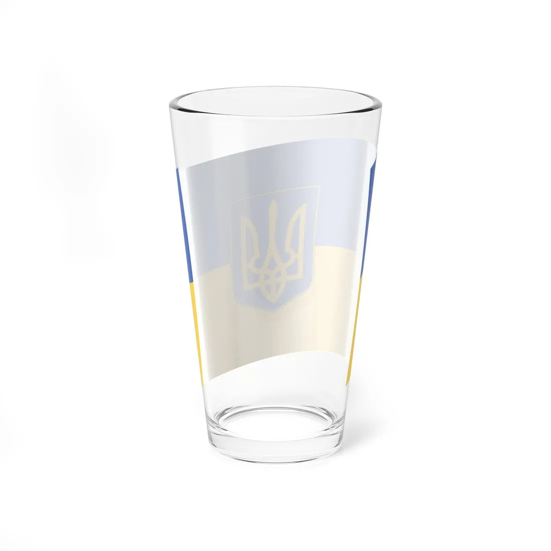 Flag of Ukraine with waves with coat of arms (Ukraine) Pint Glass 16oz - Go Mug Yourself