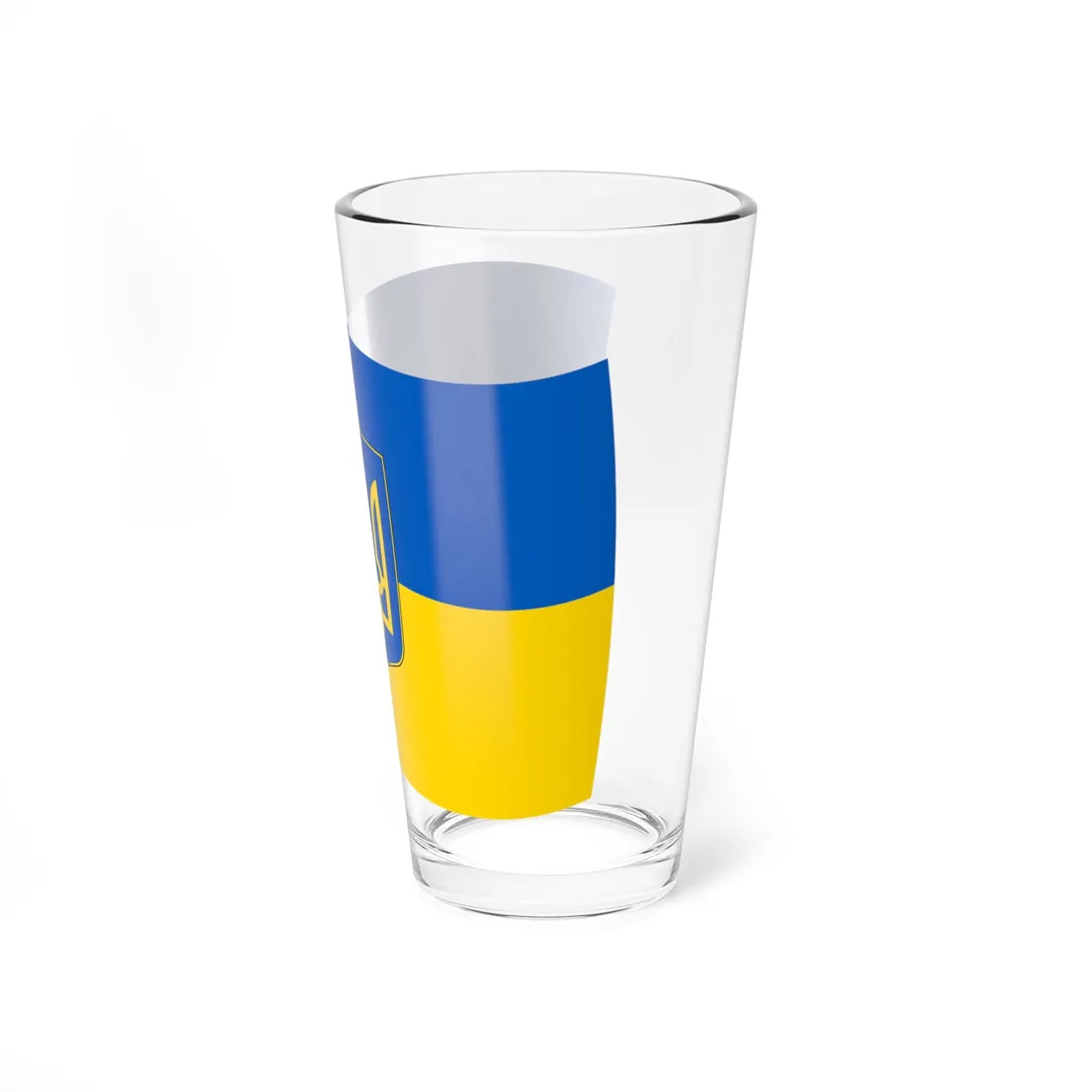 Flag of Ukraine with waves with coat of arms (Ukraine) Pint Glass 16oz - Go Mug Yourself
