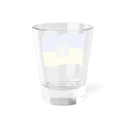 Flag of Ukraine with waves with coat of arms (Ukraine) Shot Glass 1.5oz - Go Mug Yourself