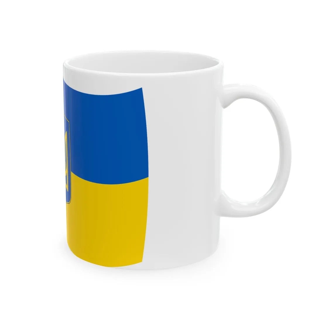 Flag of Ukraine with waves with coat of arms (Ukraine) White Coffee Mug - Go Mug Yourself