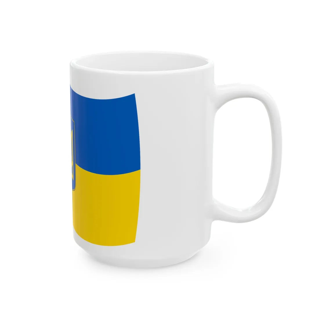 Flag of Ukraine with waves with coat of arms (Ukraine) White Coffee Mug - Go Mug Yourself