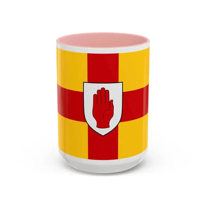 Flag of Ulster Ireland - Accent Coffee Mug 15oz Pink - Go Mug Yourself