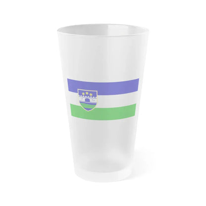 Flag of Una Sana Canton Bosnia and Herzegovina - Frosted Pint Glass 16oz 16oz Frosted - Go Mug Yourself