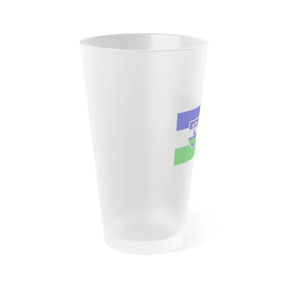 Flag of Una Sana Canton Bosnia and Herzegovina - Frosted Pint Glass 16oz - Go Mug Yourself